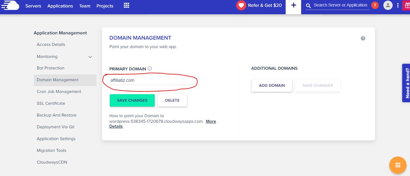 add domain to cloudways
