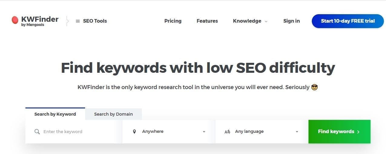 best keyword research tool kw finder